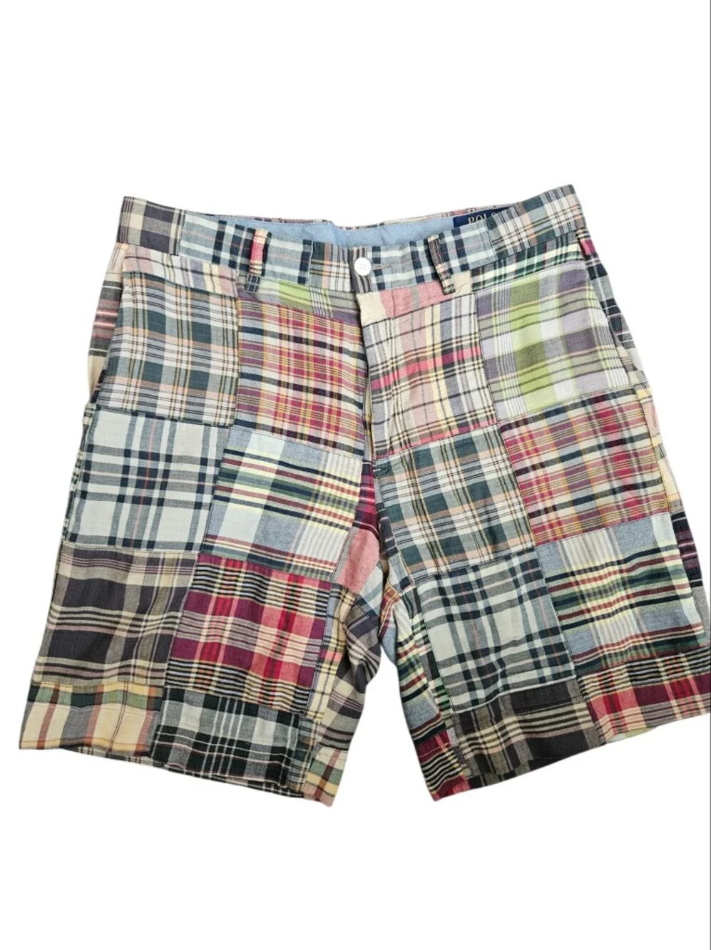 Polo Ralph Lauren 30 (32) Madras Multicolor Plaid Patchwork Classic Fit Shorts